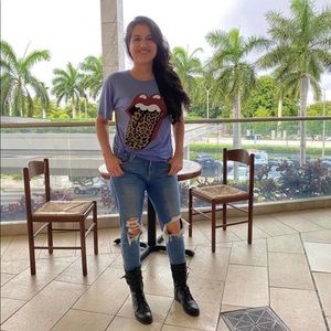 Free people day dreamer Stones Flocked Leopard Tongue Tee